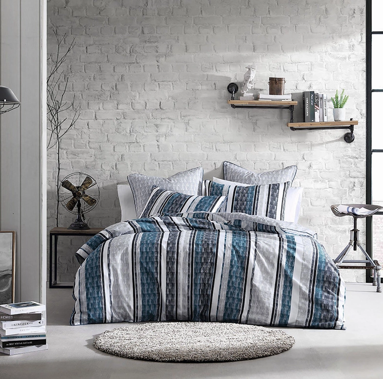 Porter Steel Quilt Cover Set by Logan and Mason