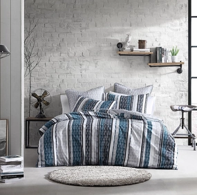 Porter Steel Quilt Cover Set by Logan and Mason