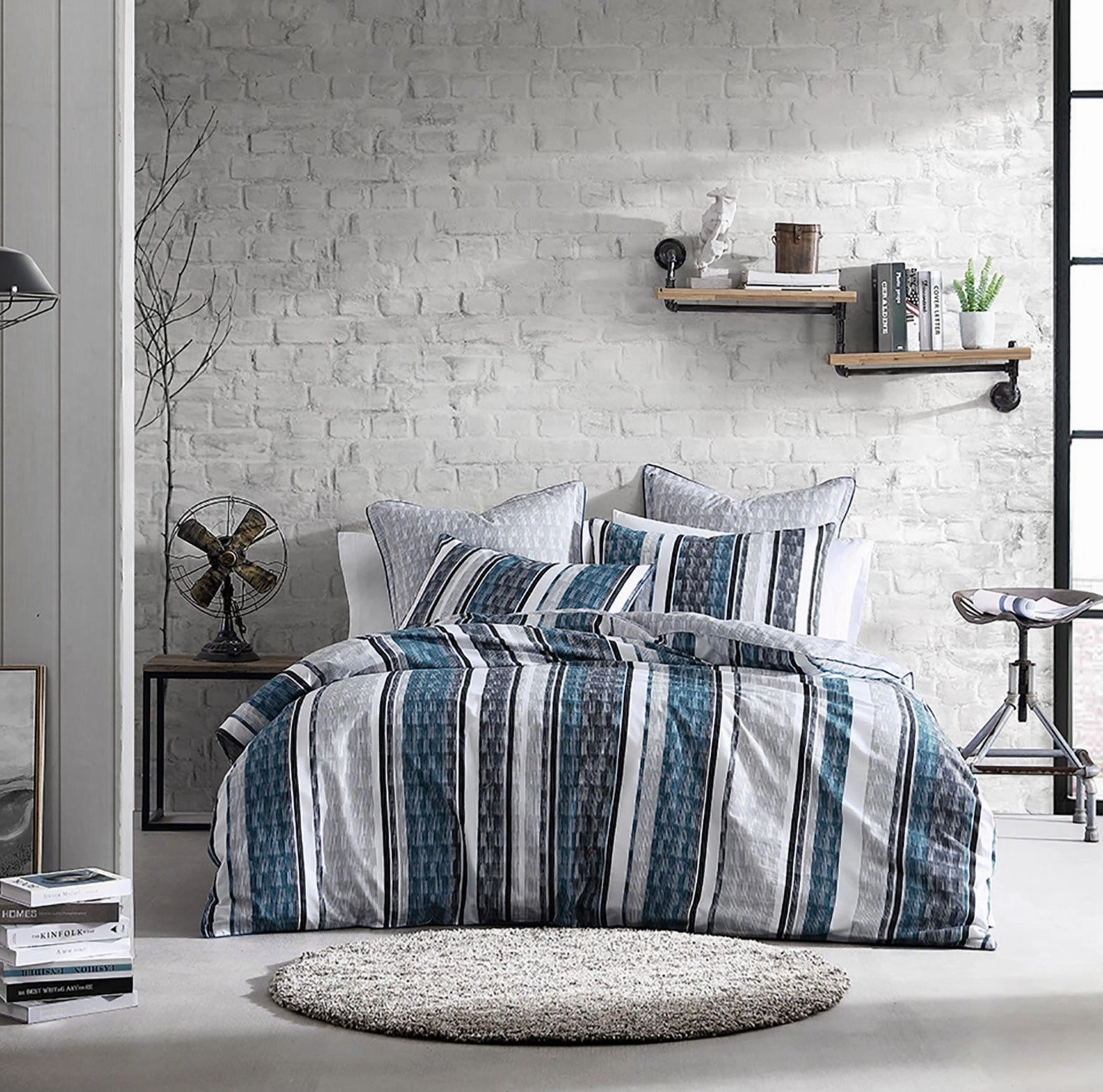 Porter Steel Quilt Cover Set by Logan and Mason