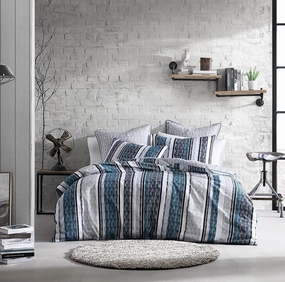 Porter Steel Quilt Cover Set by Logan and Mason