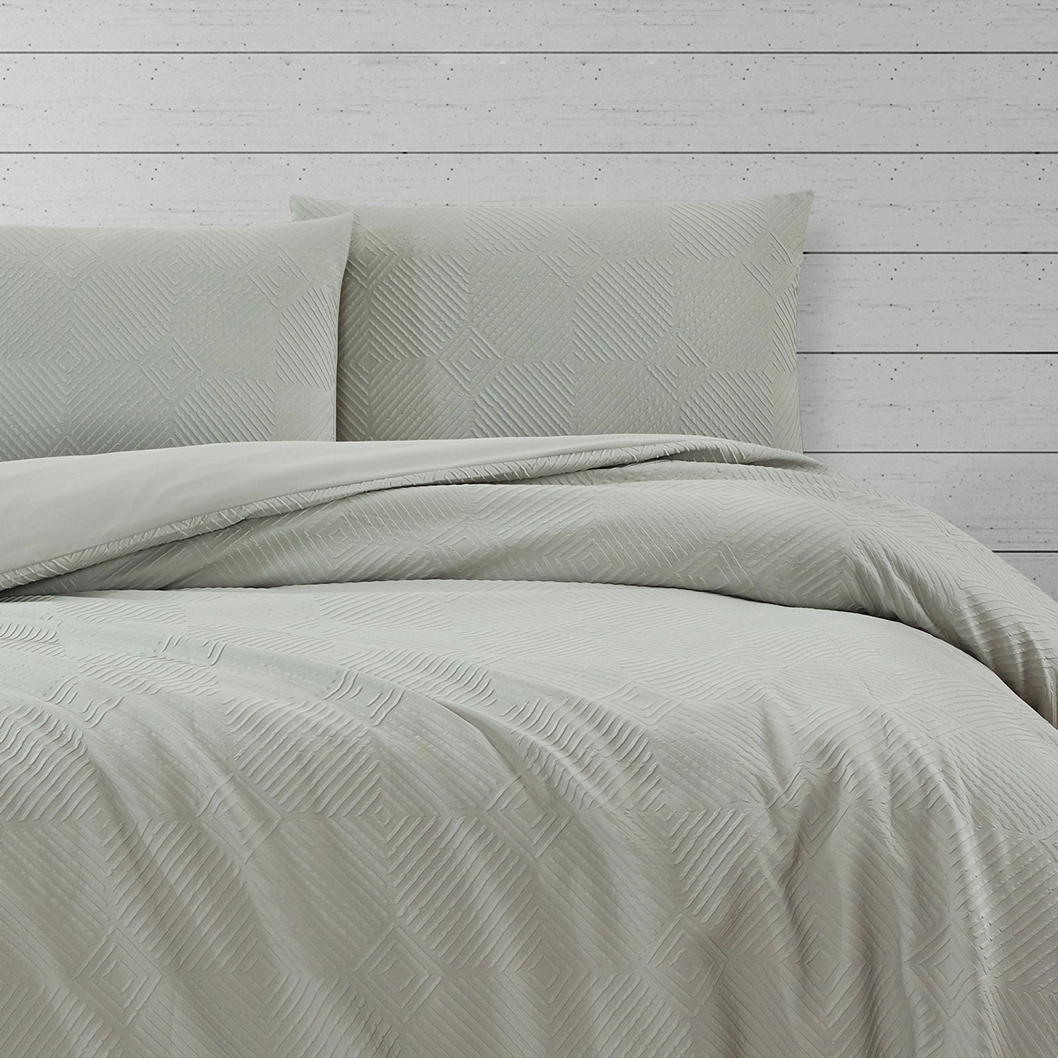 Preston Pale Green Embossed Quilt Cover Set by Ardor