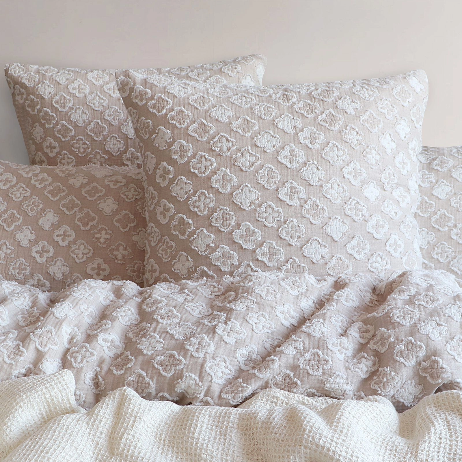 Renee Taylor Amara Nude Jacquard European Pillowcase