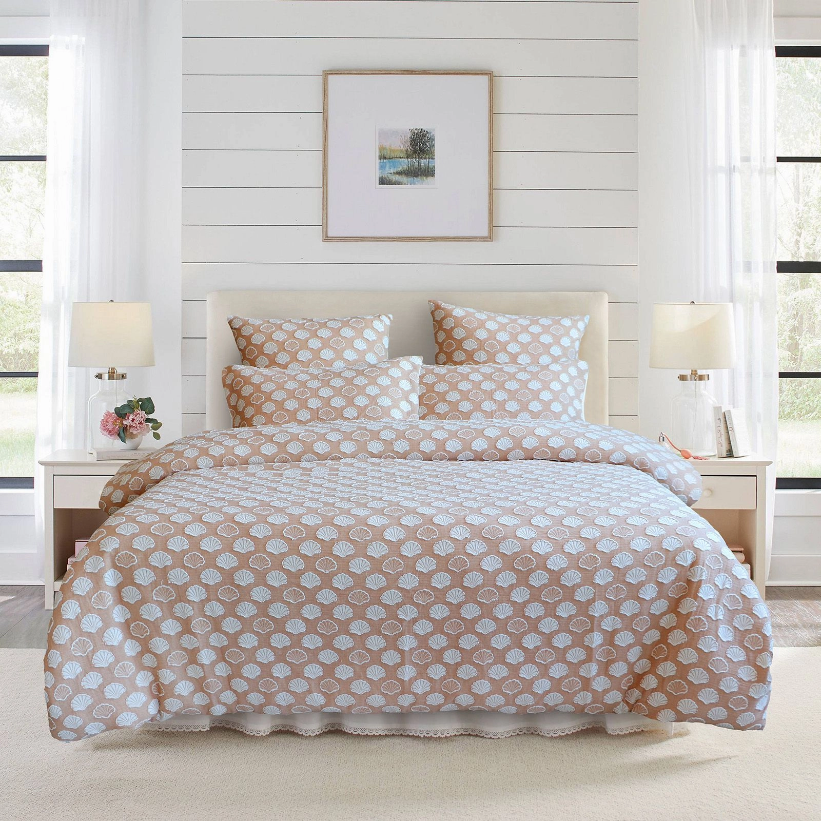 Renee Taylor Ariel Rust Chenille Tufted Jacquard Quilt Cover Set