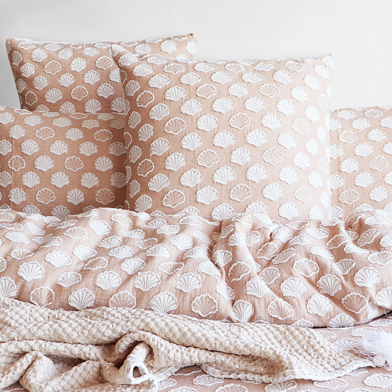 Renee Taylor Ariel Rust Chenille Tufted Jacquard Quilt Cover Set