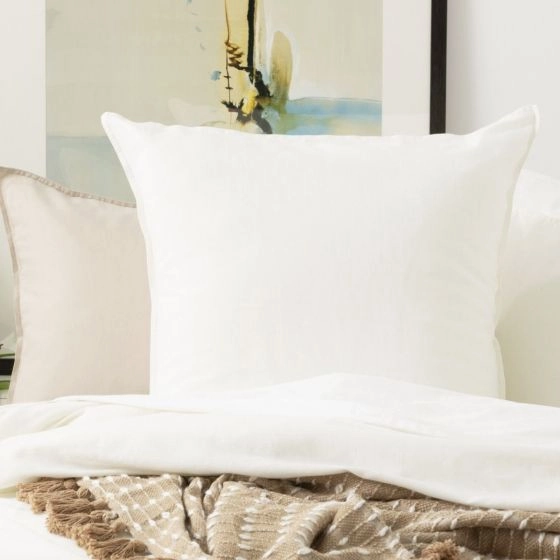 Renee Taylor Cavallo Stone Washed 100% Linen Quilt Cover Set White