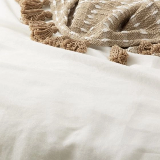 Renee Taylor Cavallo Stone Washed 100% Linen Quilt Cover Set White
