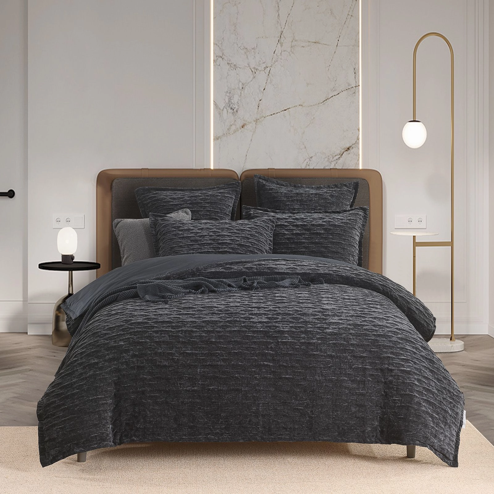 Renee Taylor Charlotte Onyx Jacquard Quilt Cover Set