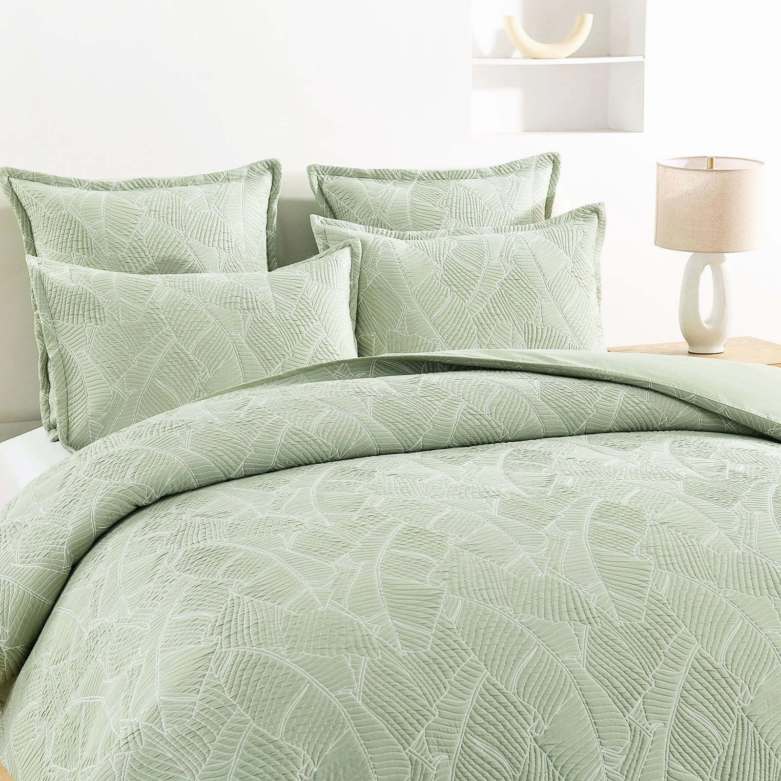 Renee Taylor Woods Sage Jacquard Quilt Cover Set