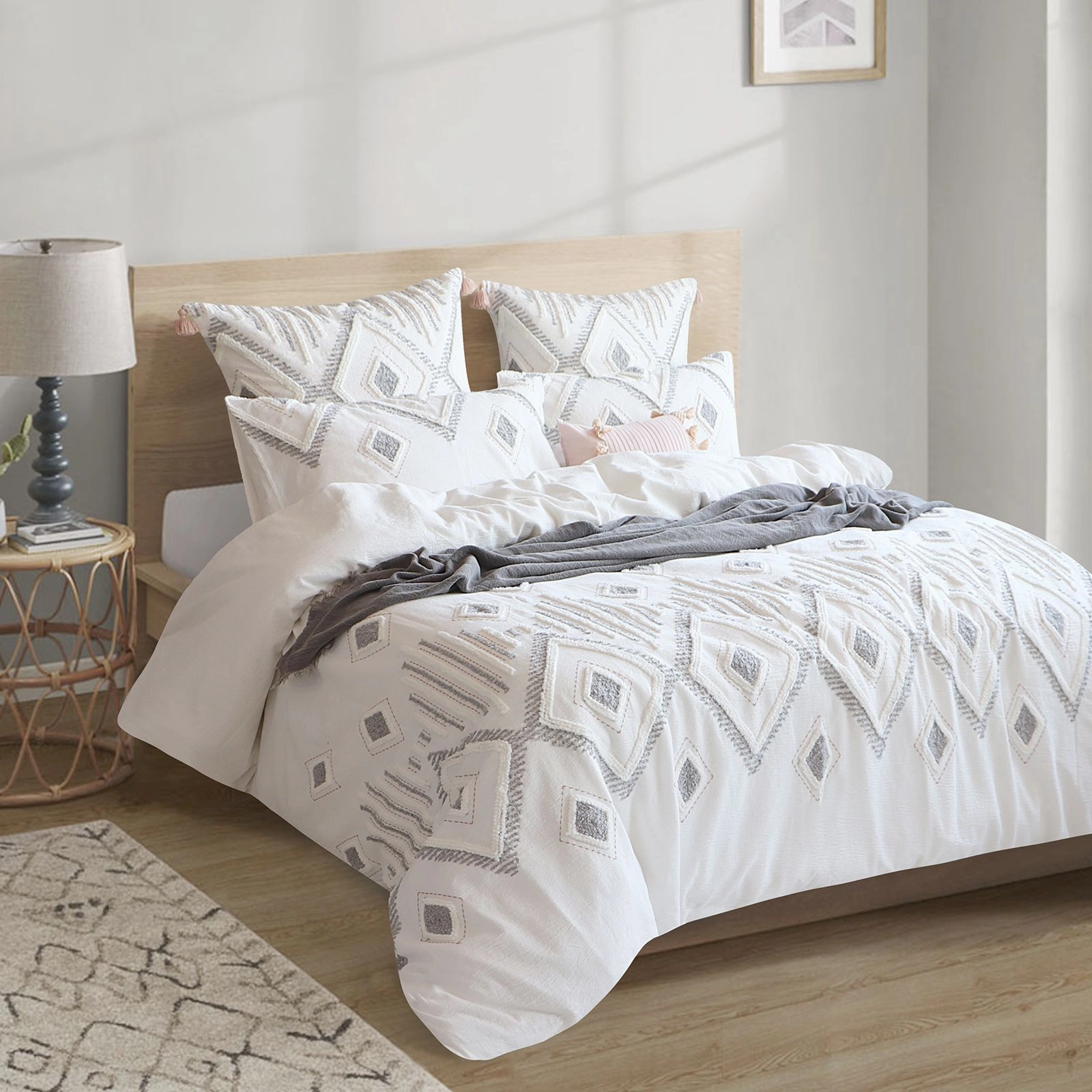 Renee Taylor Zuma Stone Washed Tufted Quilt Cover Set