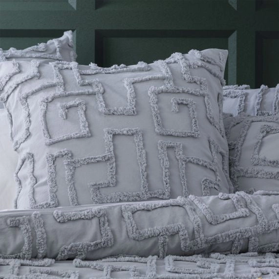 Riley Vintage Washed Cotton Chenille Tufted Quilt Cover Set Silver by Renee Taylor