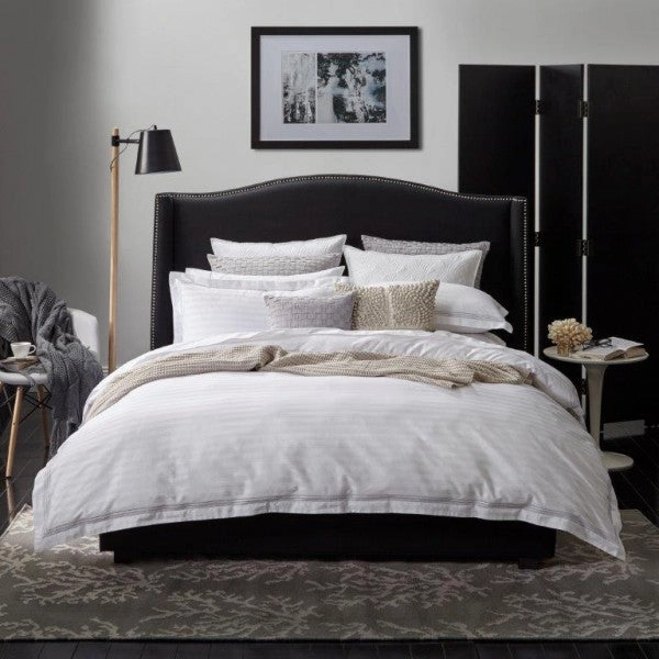 Shadow Stripe White Quilt Cover Set by Private Collection