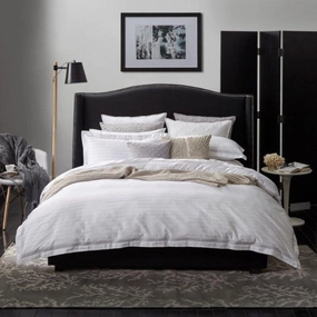 Shadow Stripe White Quilt Cover Set by Private Collection