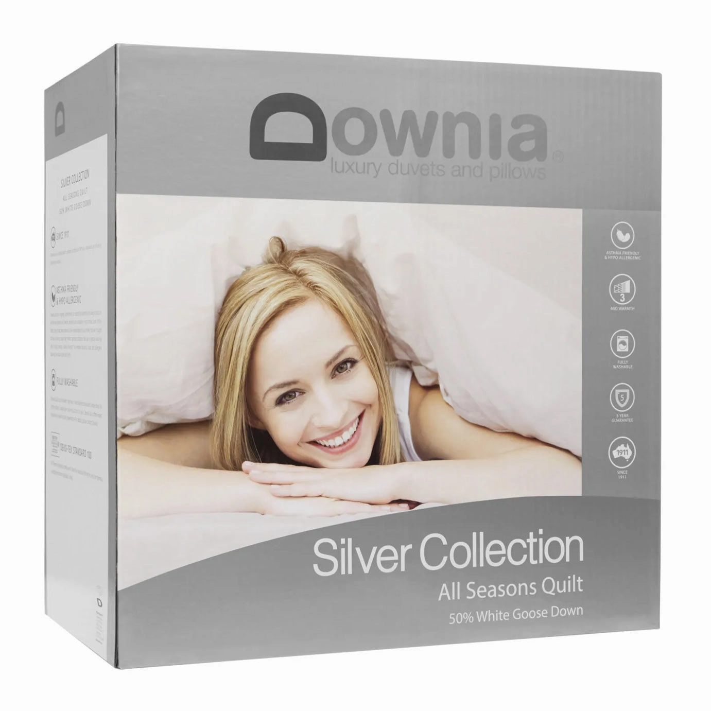 Silver Collection 50/50 White Goose Feather & Down Quilt by Downia