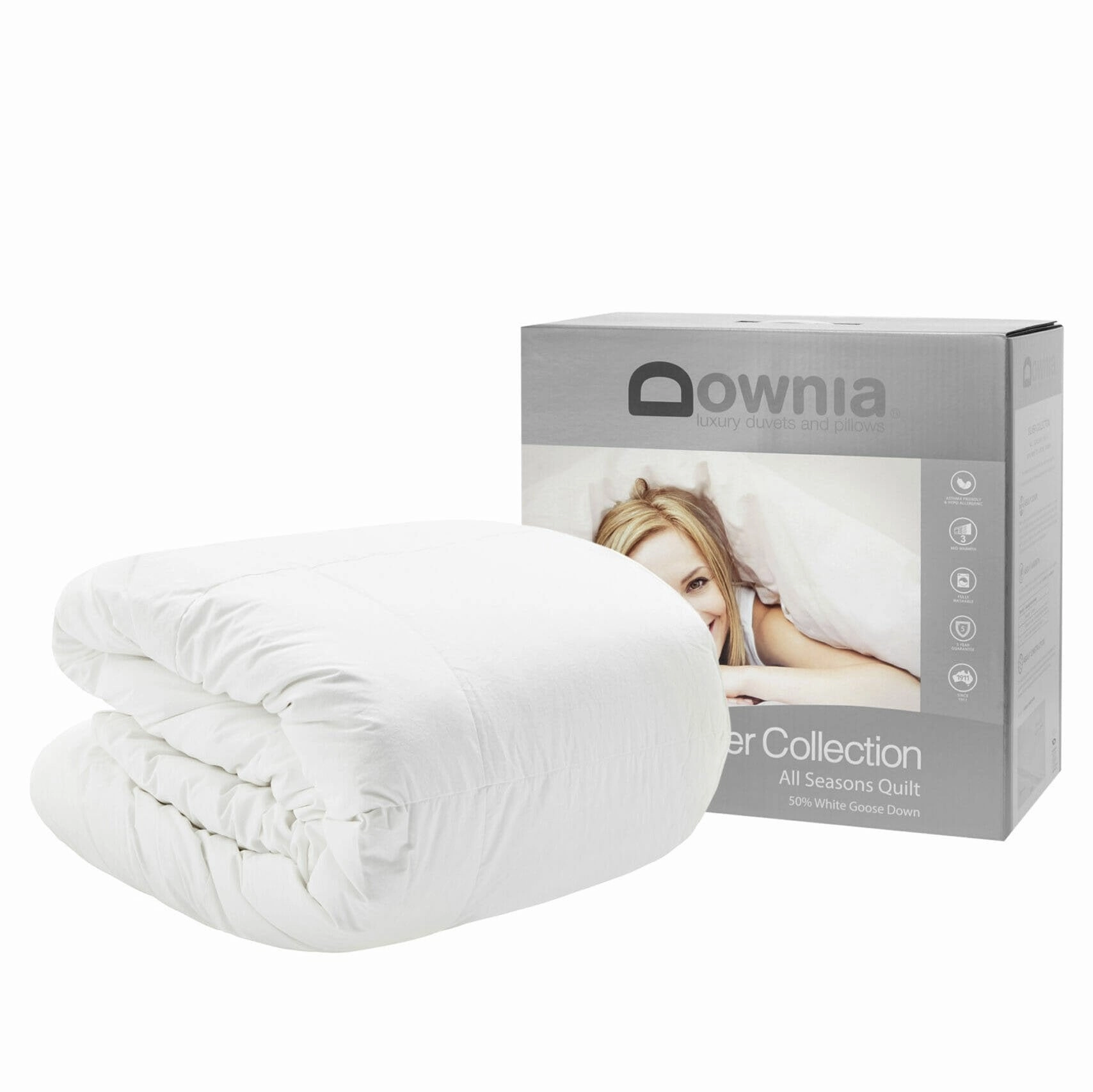 Silver Collection 50/50 White Goose Feather & Down Quilt by Downia