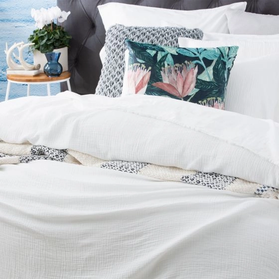 Solana WHITE Washed Cotton Quilt Cover Set by Renee Taylor