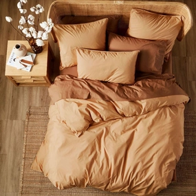 Terra Organic Cotton Caramel Quilt Cover Set by Linen House