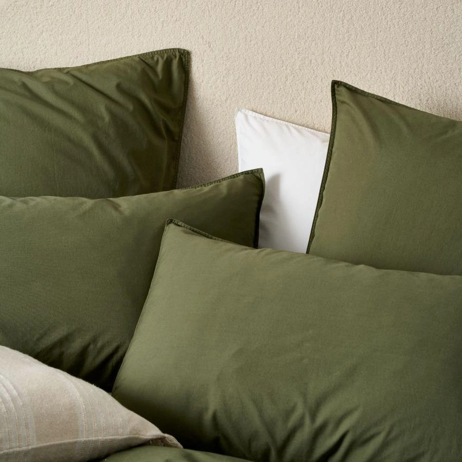 Terra Organic Cotton OLIVE Quilt Cover Set by Linen House