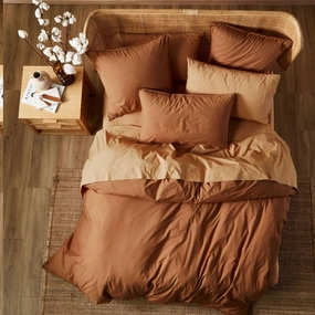 Terra Organic Cotton Pecan Quilt Cover Set by Linen House