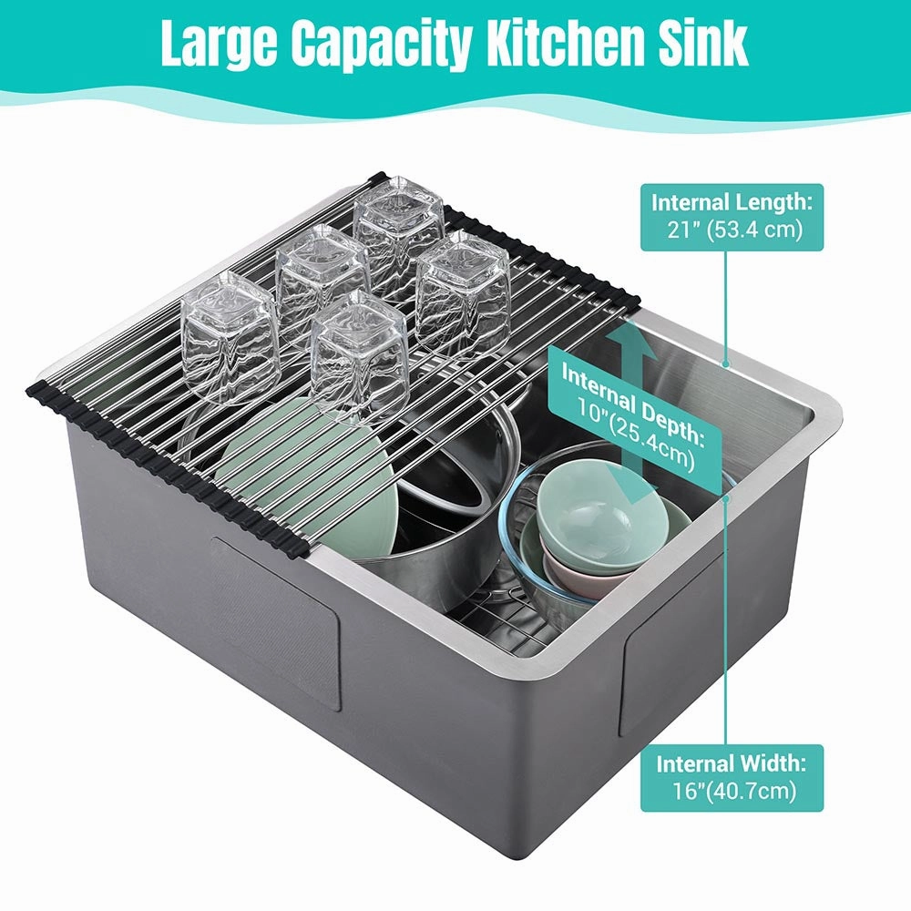 TheLAShop 23" R15 Undermount Kitchen Sink with Strainer T-304 Steel
