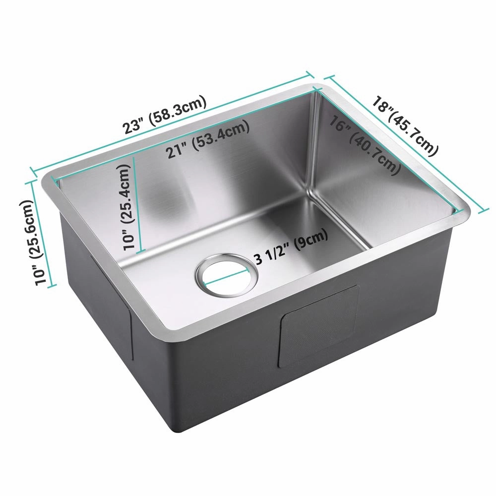 TheLAShop 23" R15 Undermount Kitchen Sink with Strainer T-304 Steel