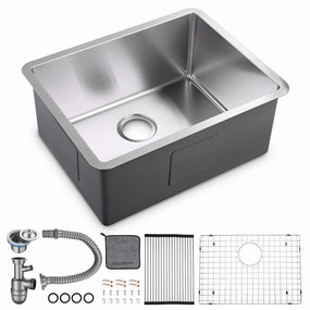 TheLAShop 23" R15 Undermount Kitchen Sink with Strainer T-304 Steel