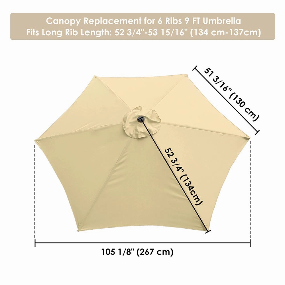 TheLAShop 9 ft 6-Rib Patio Umbrella Replacement Canopy