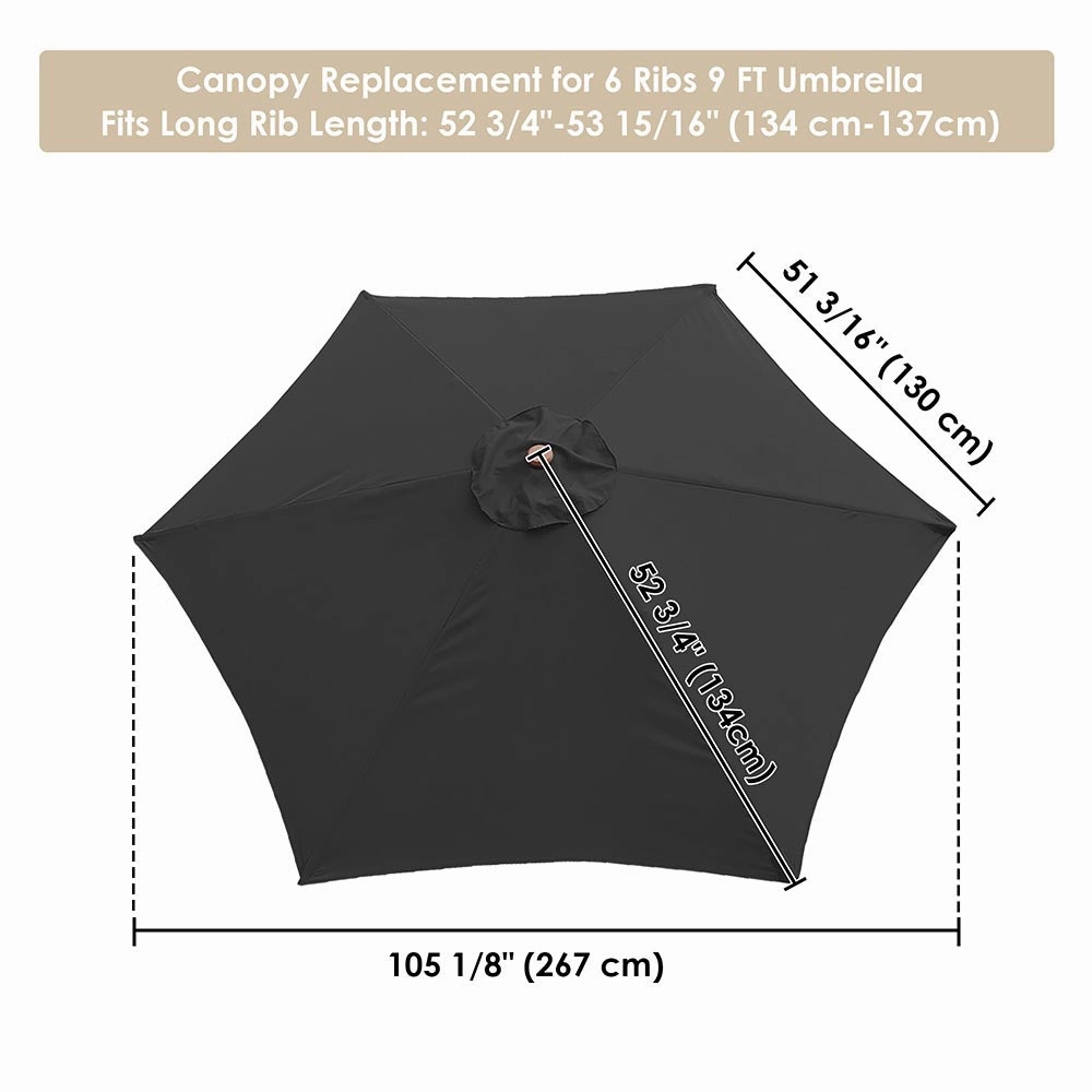 TheLAShop 9 ft 6-Rib Patio Umbrella Replacement Canopy
