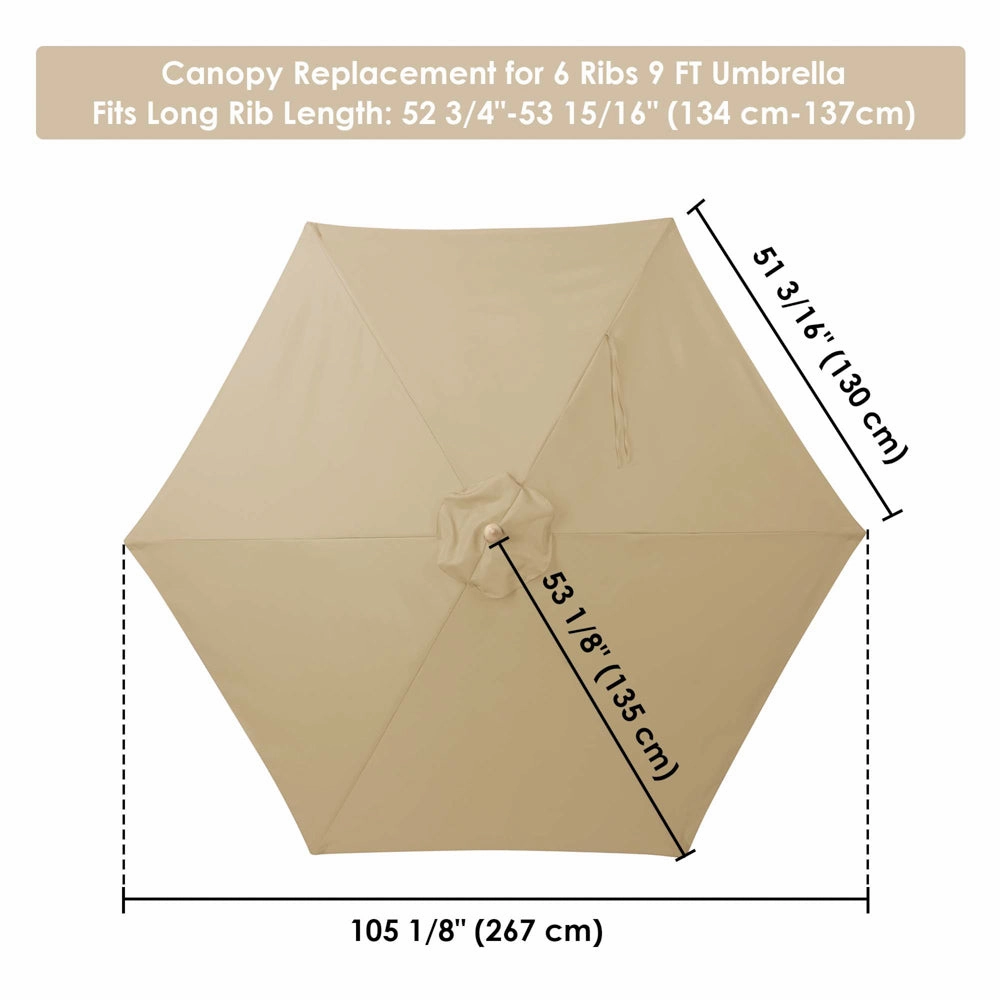TheLAShop 9 ft 6-Rib Patio Umbrella Replacement Canopy
