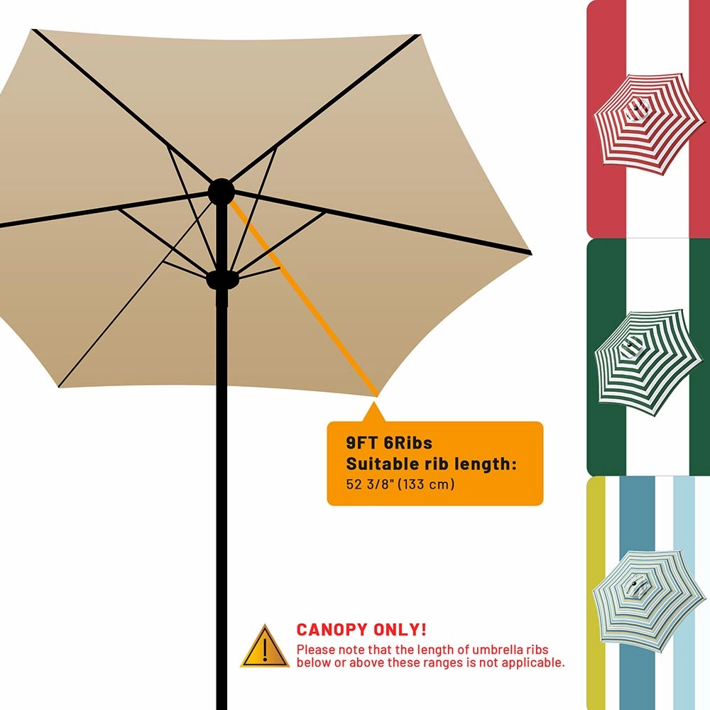 TheLAShop 9 ft 6-Rib Patio Umbrella Replacement Canopy