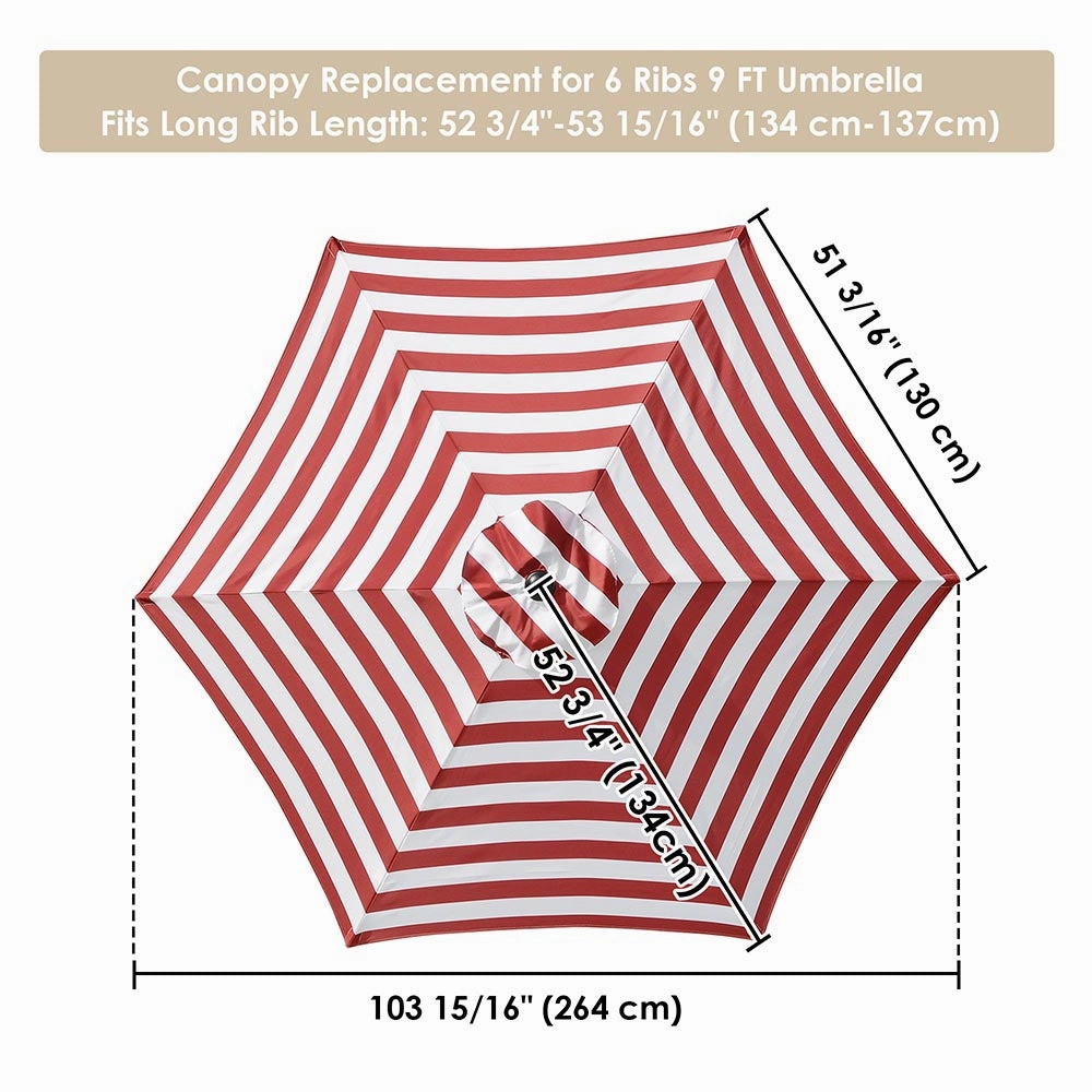 TheLAShop 9 ft 6-Rib Patio Umbrella Replacement Canopy