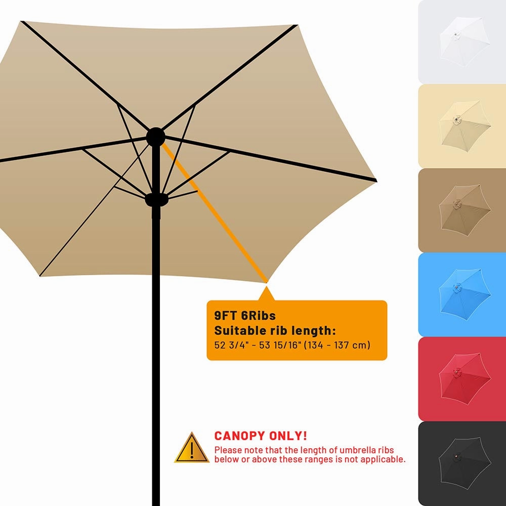 TheLAShop 9 ft 6-Rib Patio Umbrella Replacement Canopy