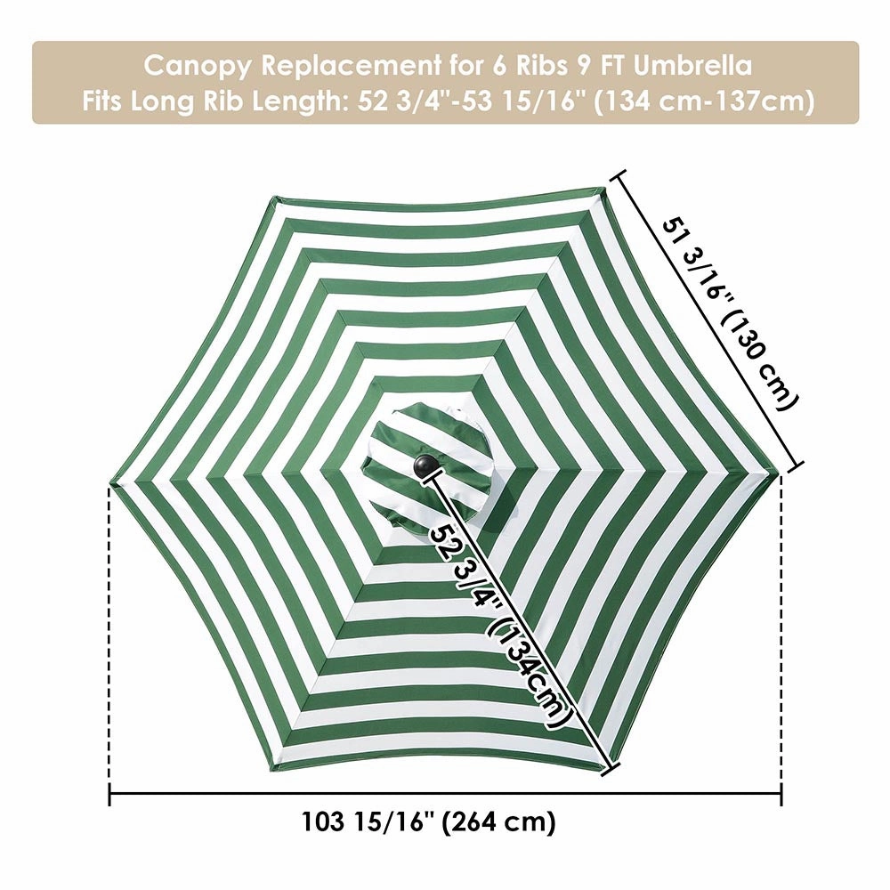 TheLAShop 9 ft 6-Rib Patio Umbrella Replacement Canopy