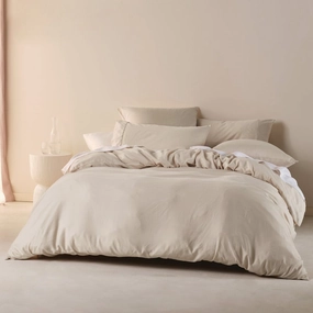 Triblend Linen Cotton Lyocell Quilt Cover Set NATURAL by Linen House