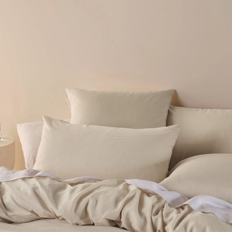 Triblend Linen Cotton Lyocell Quilt Cover Set NATURAL by Linen House