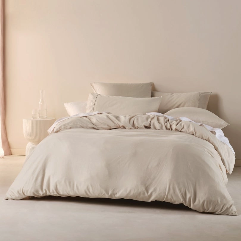 Triblend Linen Cotton Lyocell Quilt Cover Set NATURAL by Linen House