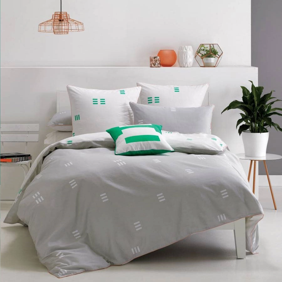 Triplicity Grey Quilt Cover Set by DECO Linen House