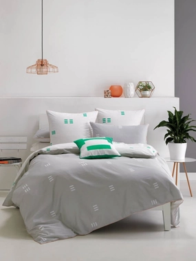 Triplicity Grey Quilt Cover Set by DECO Linen House