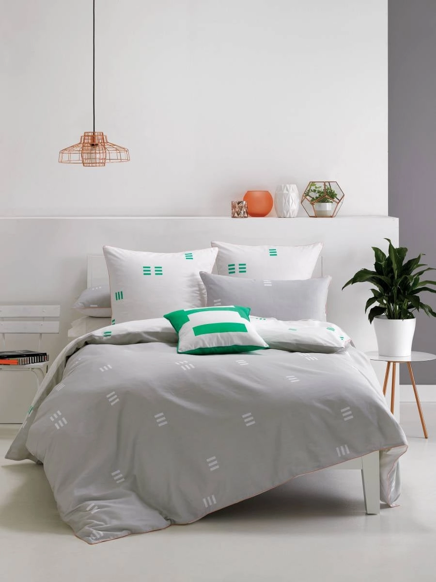 Triplicity Grey Quilt Cover Set by DECO Linen House