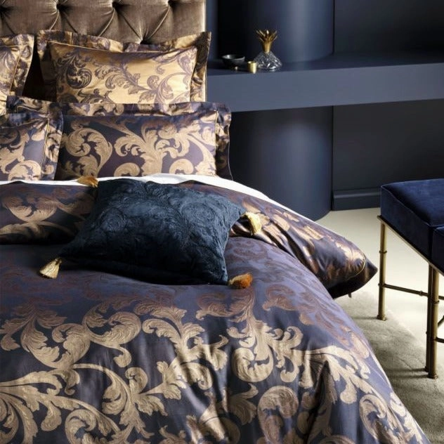 Verity Navy Quilt Cover Set by GRACE Linen House