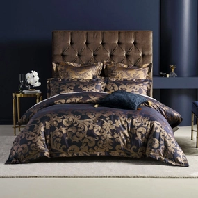 Verity Navy Quilt Cover Set by GRACE Linen House