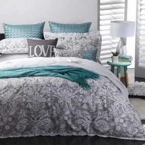 Verona Charcoal Quilt Cover Set by Logan & Mason