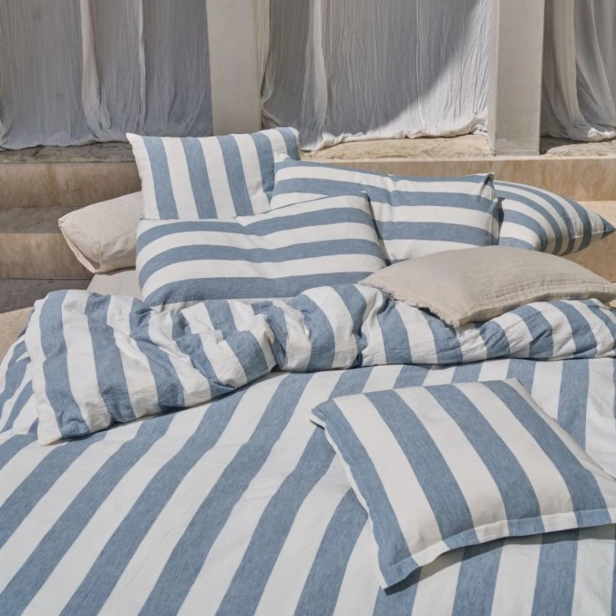 Vintage Stripe DENIM Quilt Cover Set by Linen House