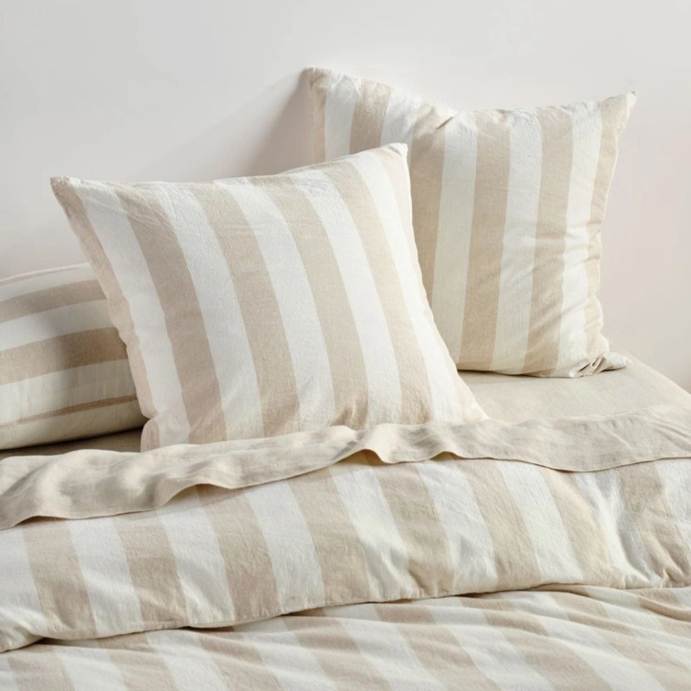 Vintage Stripe Natural Quilt Cover Set by Linen House