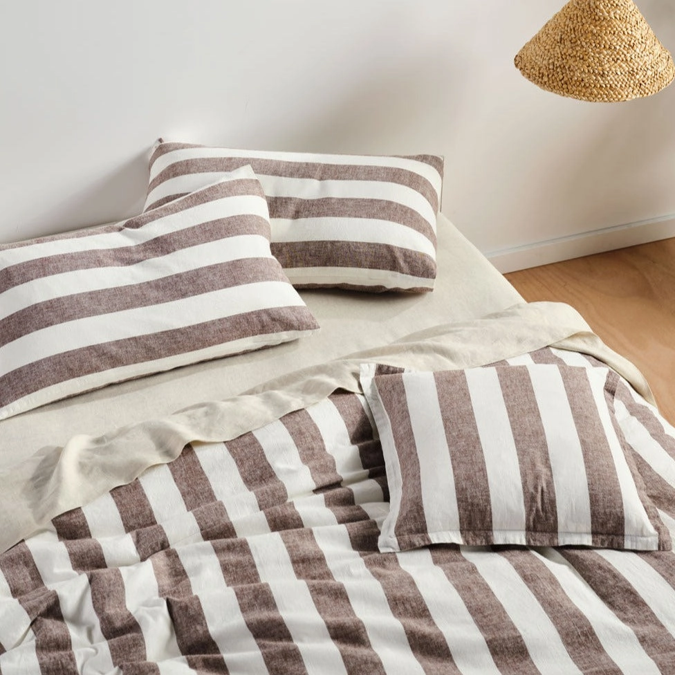 Vintage Stripe Tiramisu Quilt Cover Set by Linen House