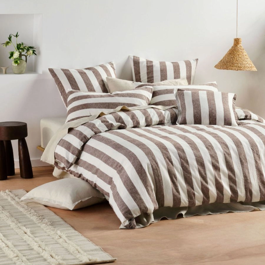Vintage Stripe Tiramisu Quilt Cover Set by Linen House