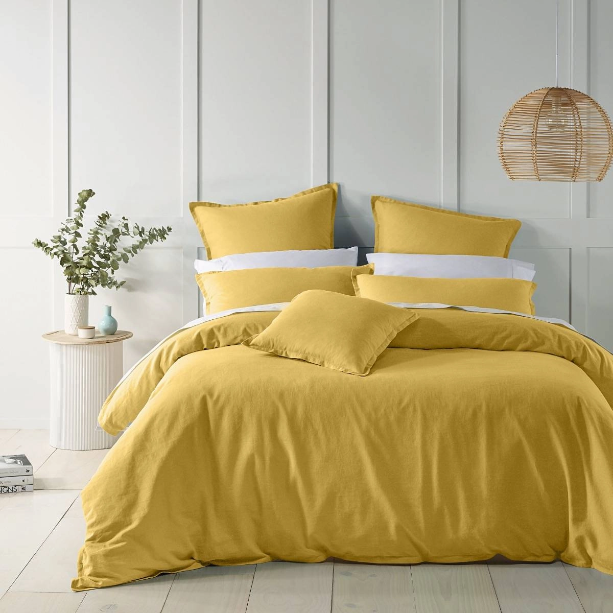 Wellington Gold Linen Blend Quilt Cover Set by Bianca