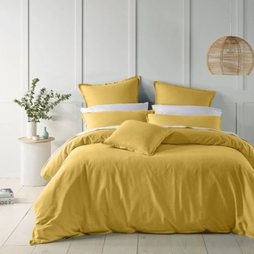 Wellington Gold Linen Blend Quilt Cover Set by Bianca