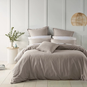 Wellington Oatmeal Linen Blend Quilt Cover Set by Bianca