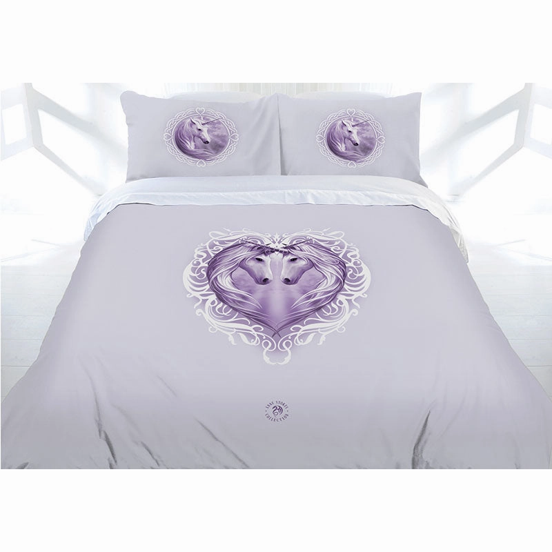 White Unicorn Quilt Cover Set by Anne Stokes