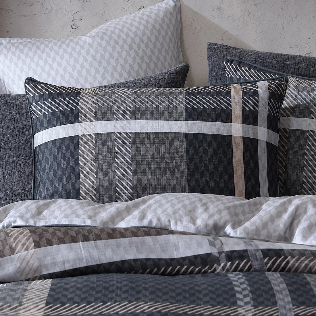 Yarmouth Grey Quilt Cover Set by Logan and Mason